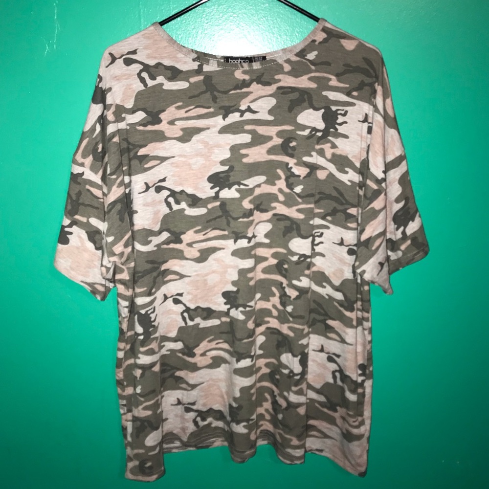 BooHoo Plus Camo Oversize T-shirt